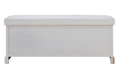 Heritage White Three Drawer Storage Bench with Cushion - Image 4