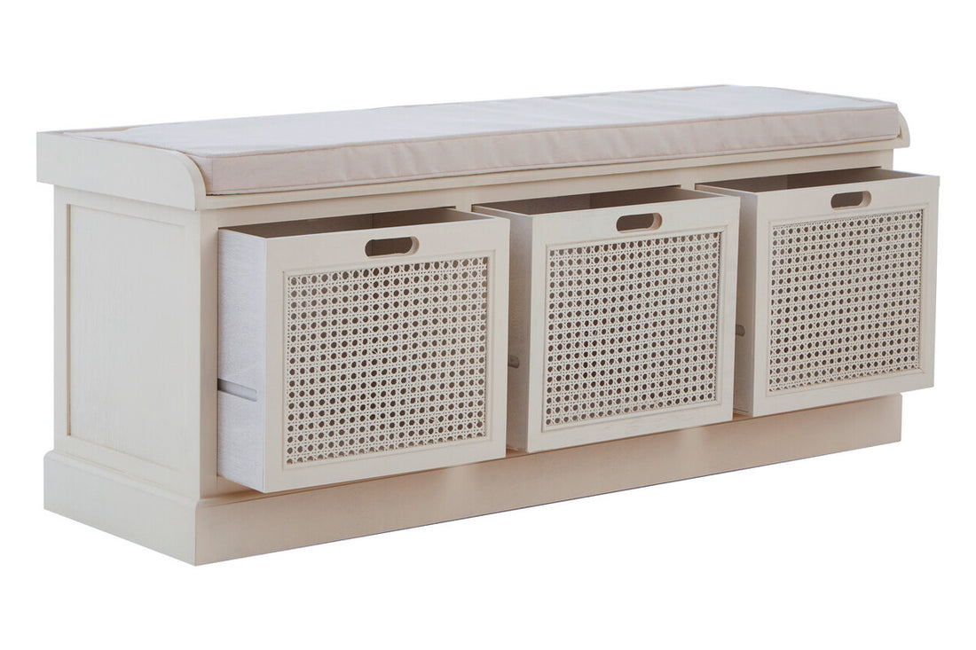 Heritage White Three Drawer Storage Bench with Cushion - Image 5