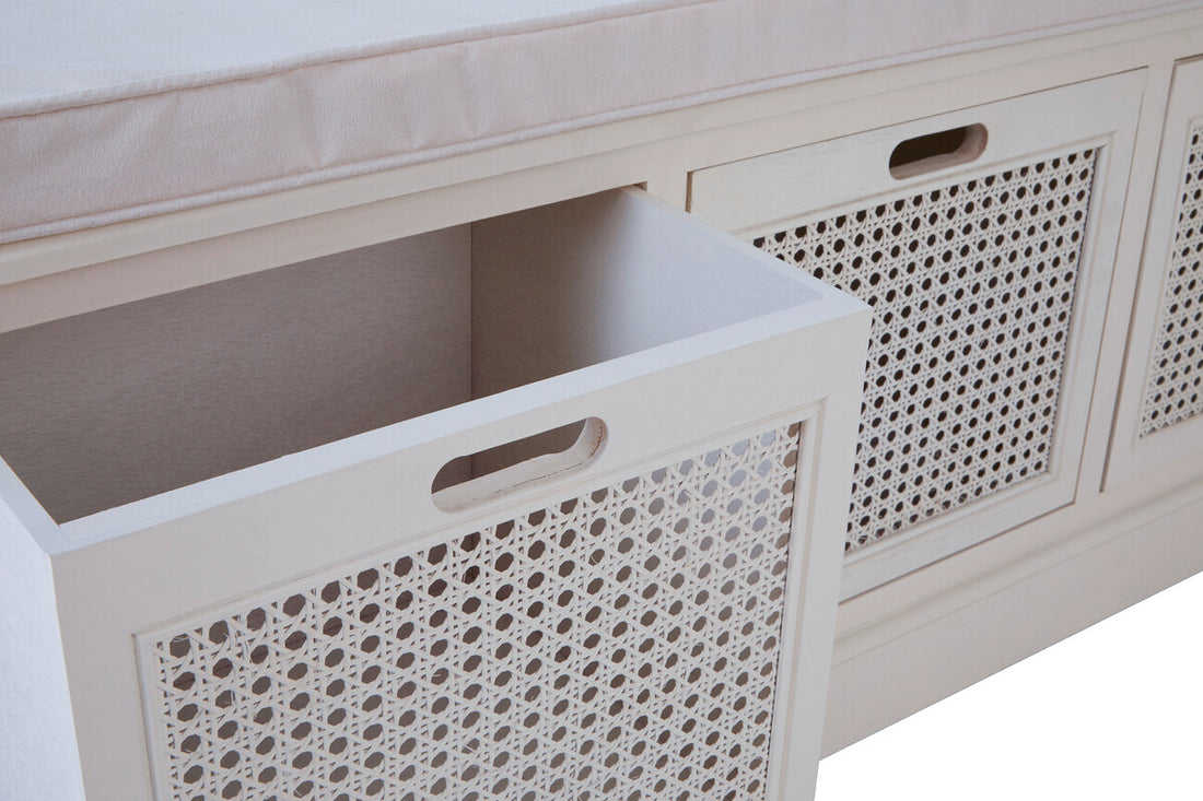 Heritage White Three Drawer Storage Bench with Cushion - Image 6