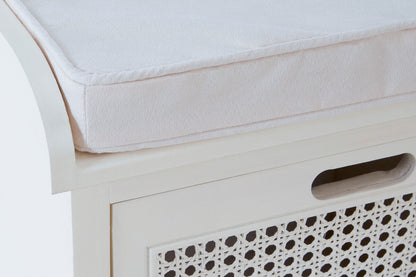 Heritage White Three Drawer Storage Bench with Cushion - Image 7