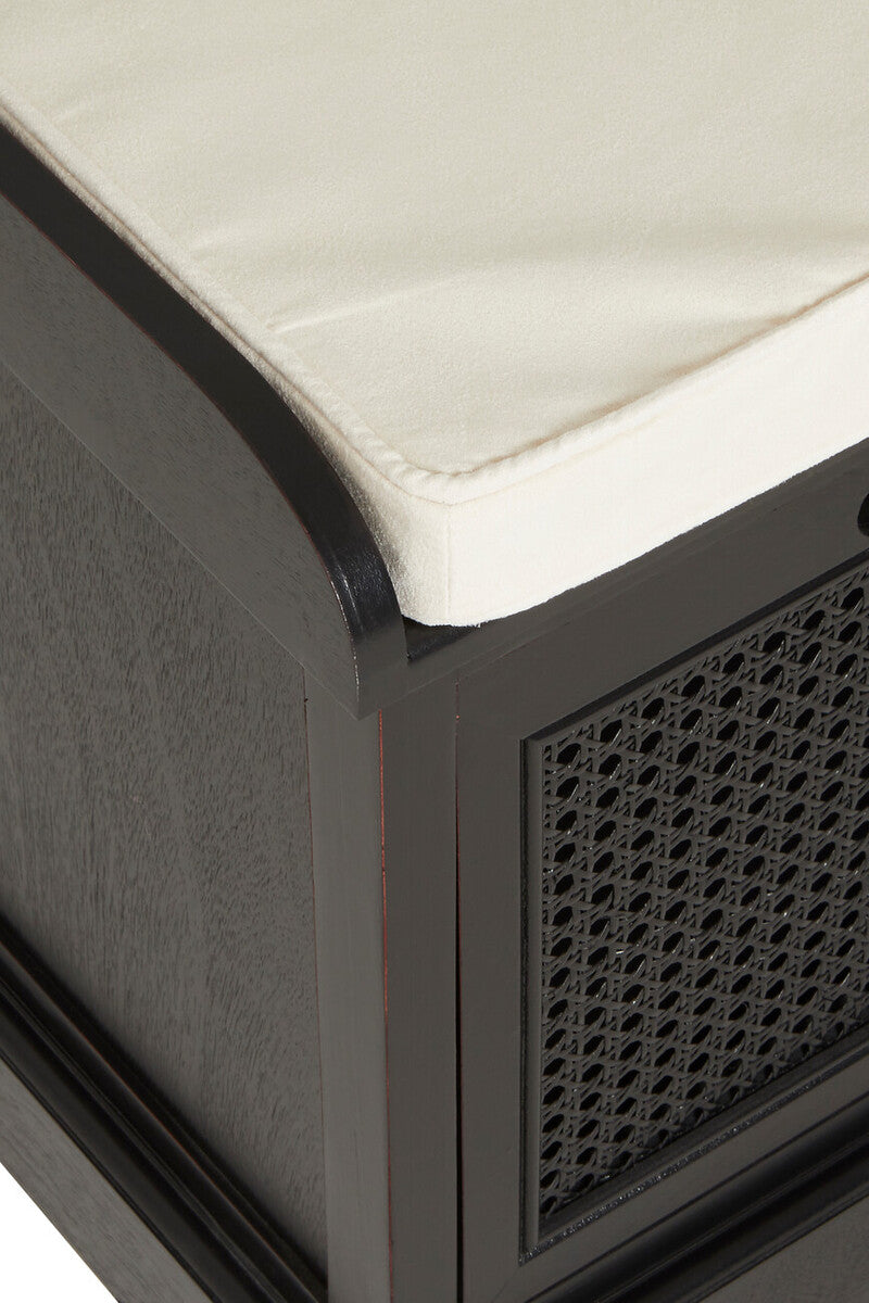 Heritage Black Three Drawer Storage Bench with Cushion - Image 6