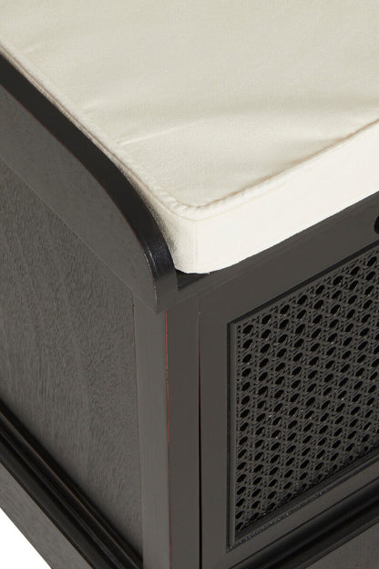 Heritage Black Three Drawer Storage Bench with Cushion - Image 6