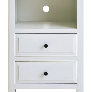 Heritage White Wooden 2 Drawer Side Table with Lower Shelf