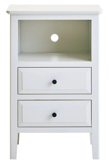 Heritage Two Drawer White Finish Wood Side Table