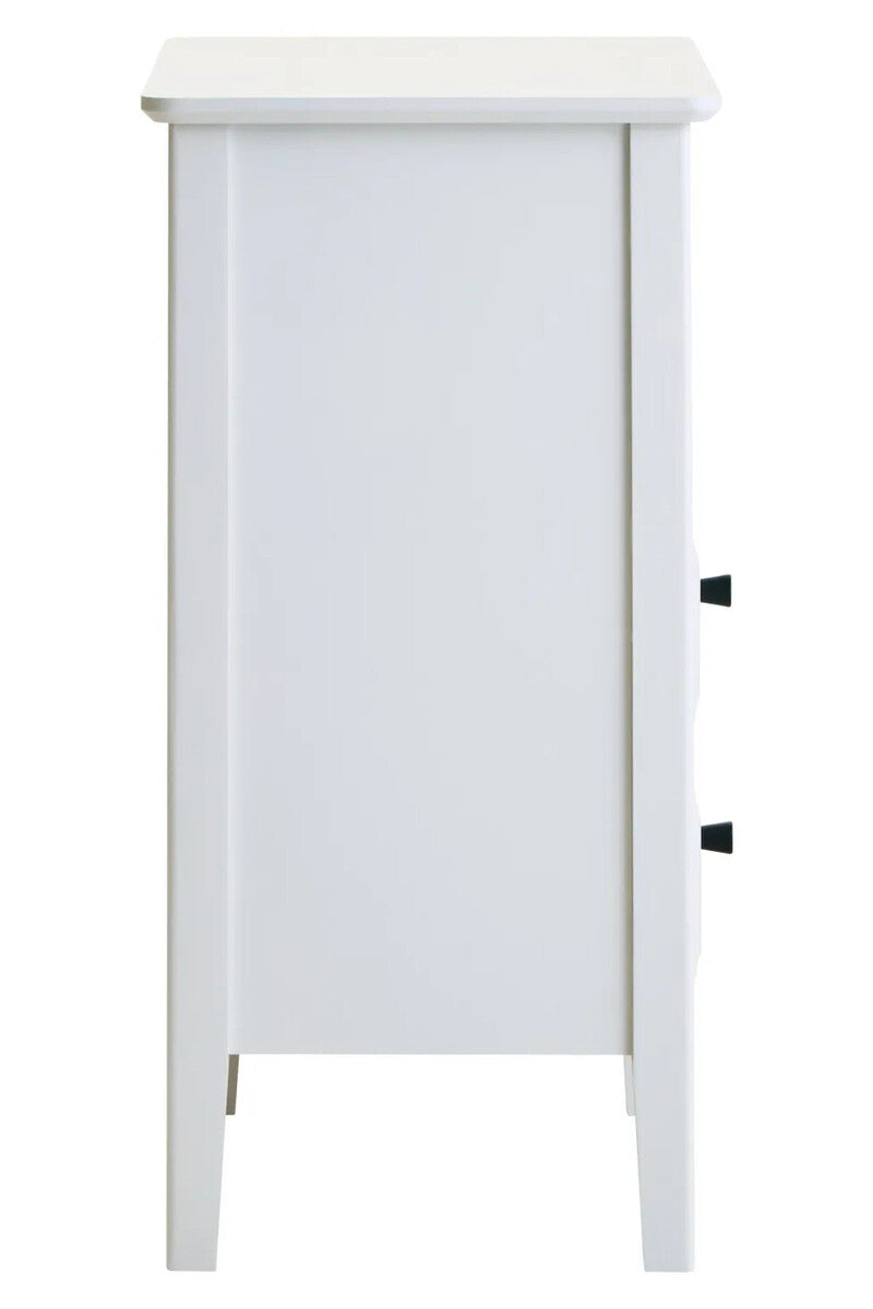 Heritage Two Drawer White Wood Side Table