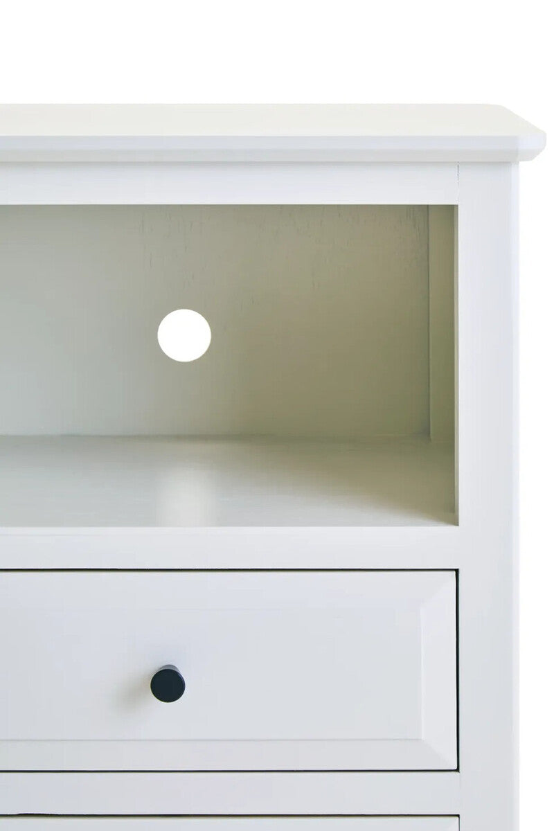 Heritage Two Drawer White Wood Side Table