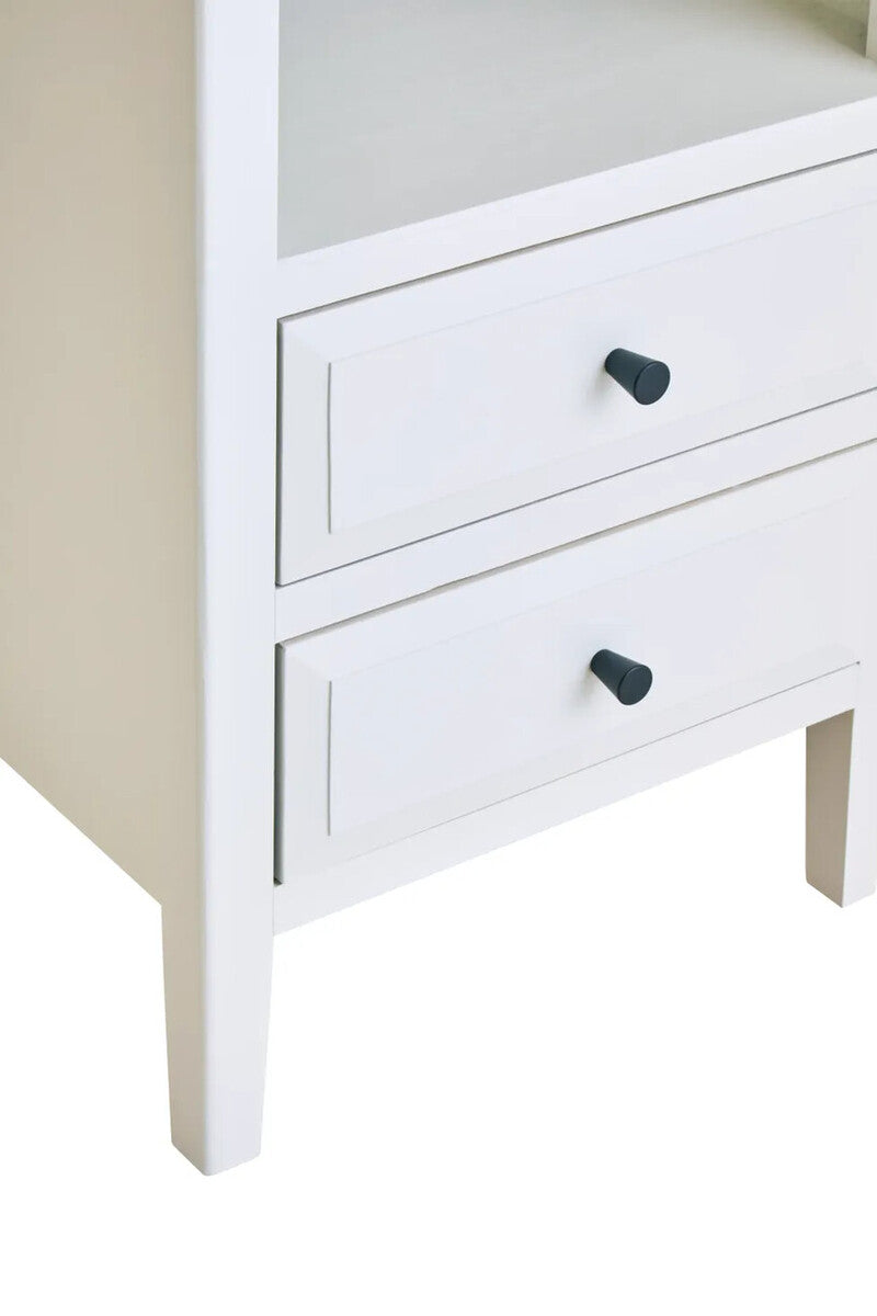 Heritage Two Drawer White Wood Side Table