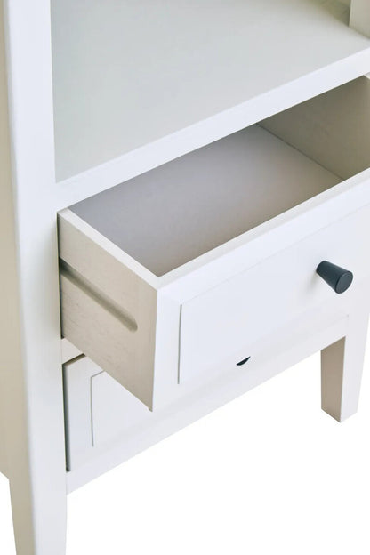 Heritage Two Drawer White Finish Wood Side Table