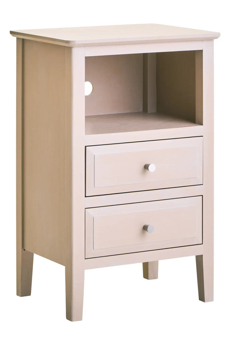 Heritage Two Drawer Taupe Wood Side Table