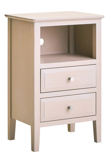 Heritage Two Drawer Taupe Wood Side Table