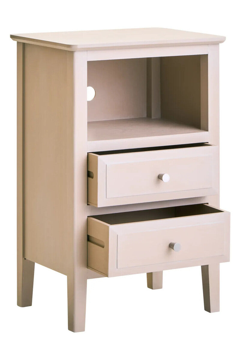 Heritage Two Drawer Taupe Wood Side Table
