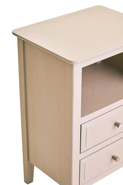 Heritage Two Drawer Taupe Wood Side Table