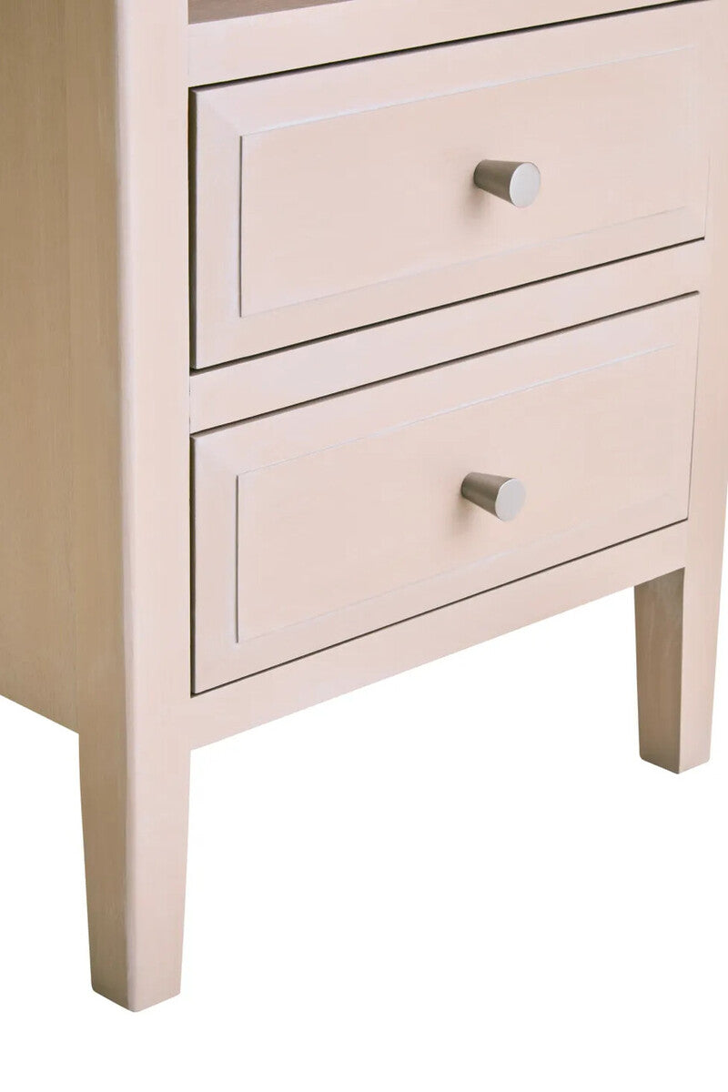 Heritage Two Drawer Taupe Wood Side Table