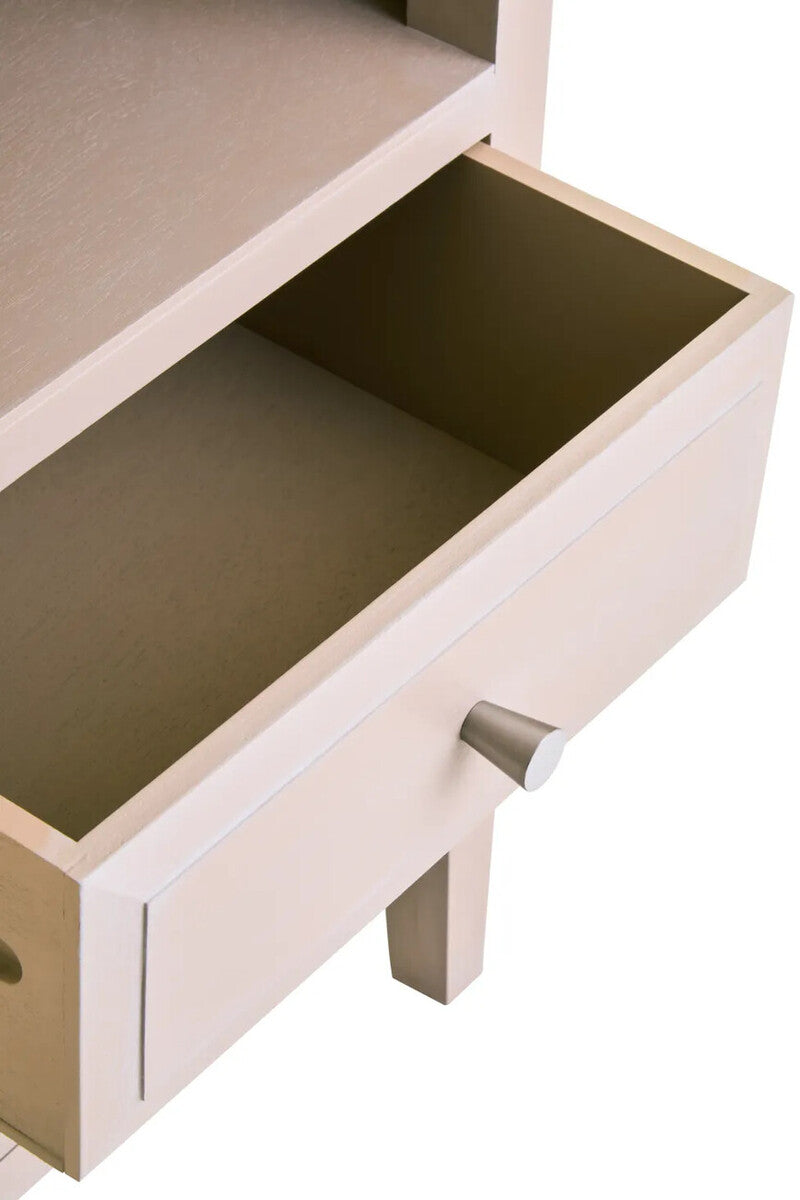 Heritage Two Drawer Taupe Wood Side Table