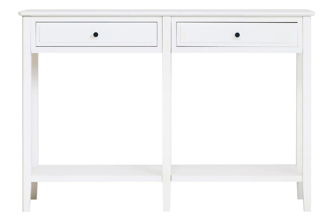 Heritage Two Drawer White Wood Console Table