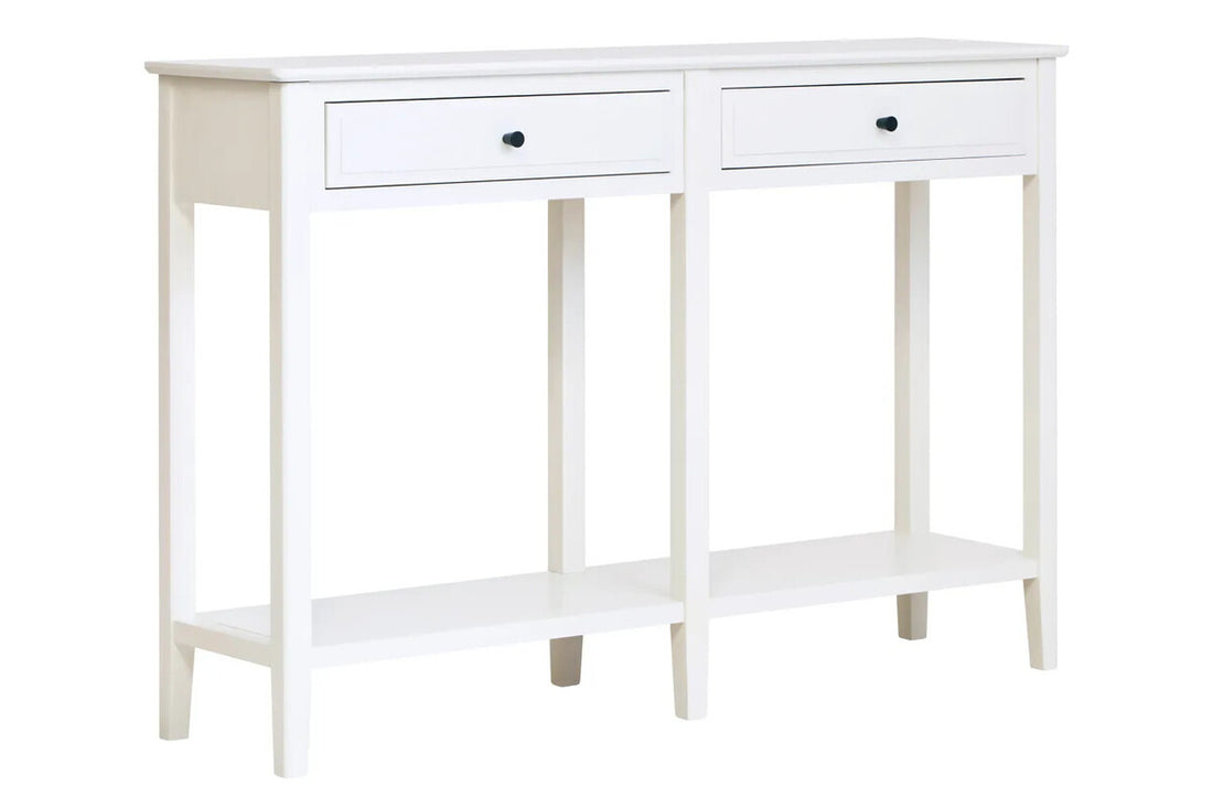 Heritage Two Drawer White Wood Console Table