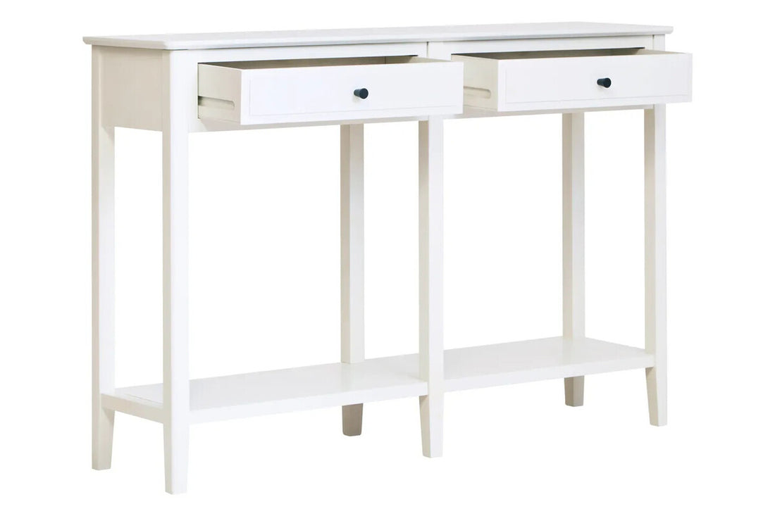 Heritage Two Drawer White Wood Console Table
