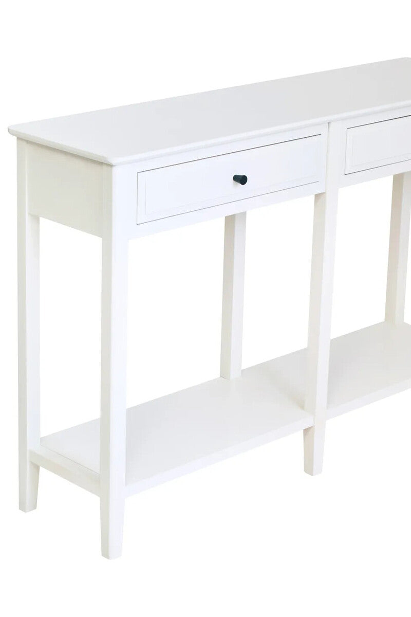 Heritage Two Drawer White Wood Console Table
