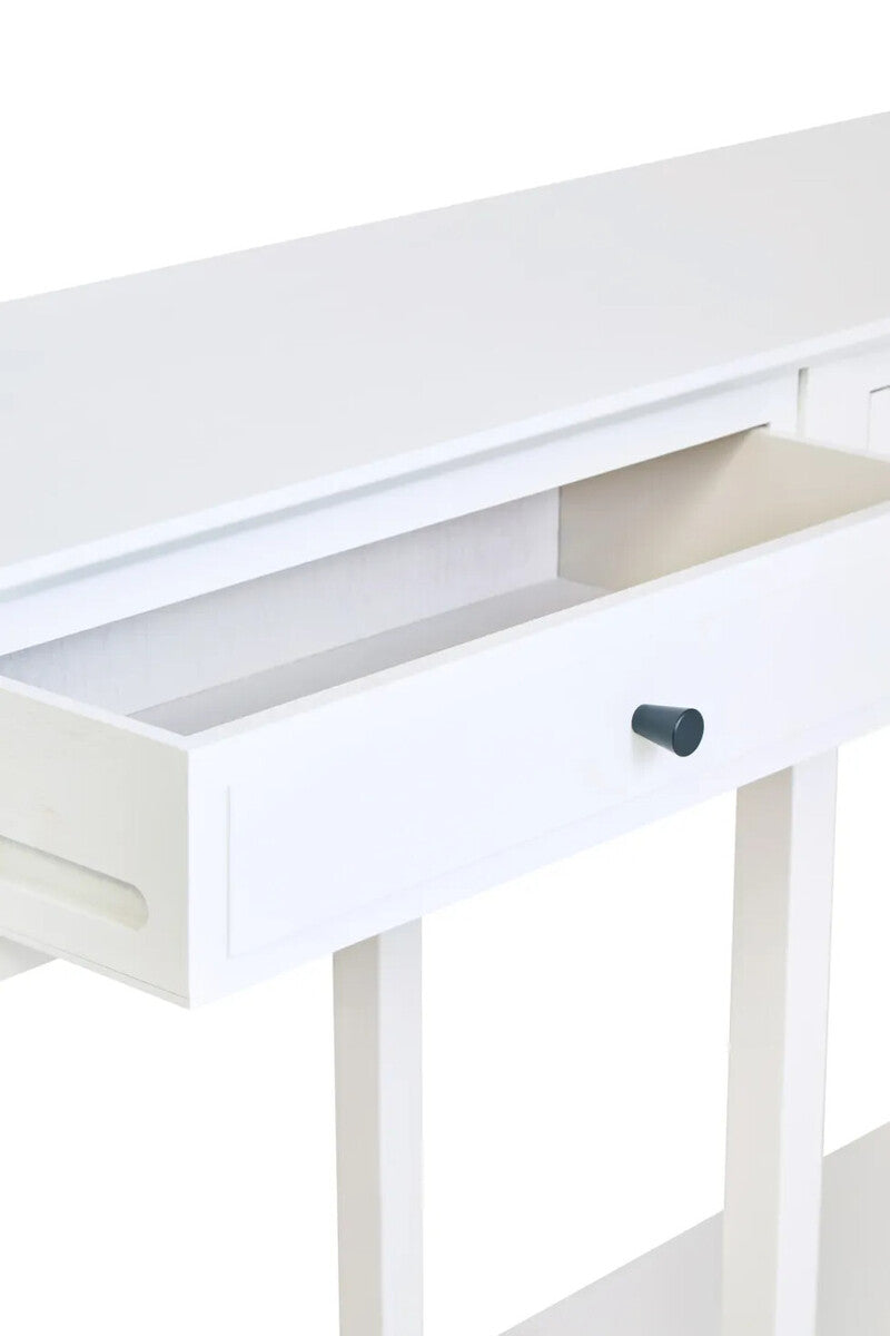 Heritage Two Drawer White Wood Console Table
