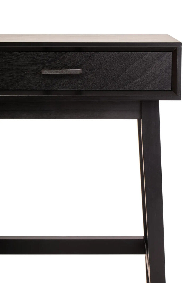Heritage One Drawer Black Wood Finish Side Table
