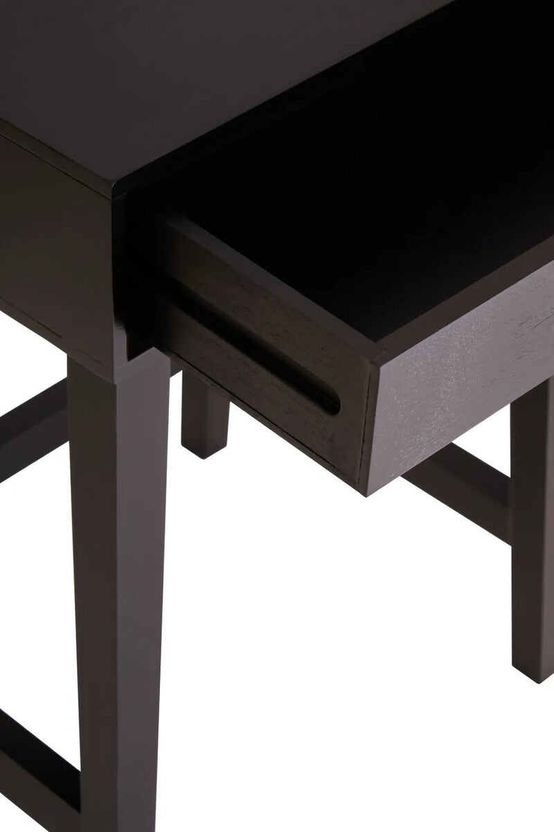 Heritage One Drawer Black Wood Finish Side Table