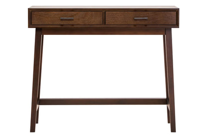 Brown Walnut Finish 2 Drawer Wooden Console Table, Heritage