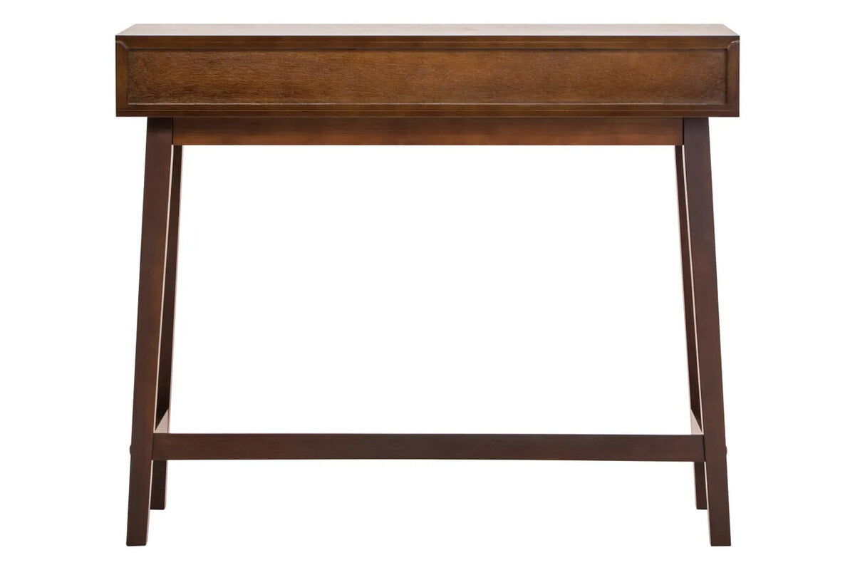 Brown Walnut Finish 2 Drawer Wooden Console Table, Heritage