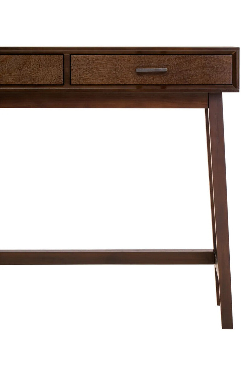 Brown Walnut Finish 2 Drawer Wooden Console Table, Heritage