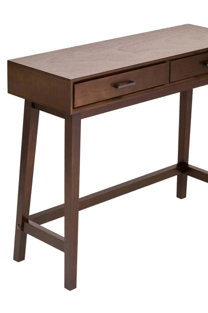 Brown Walnut Finish 2 Drawer Wooden Console Table, Heritage