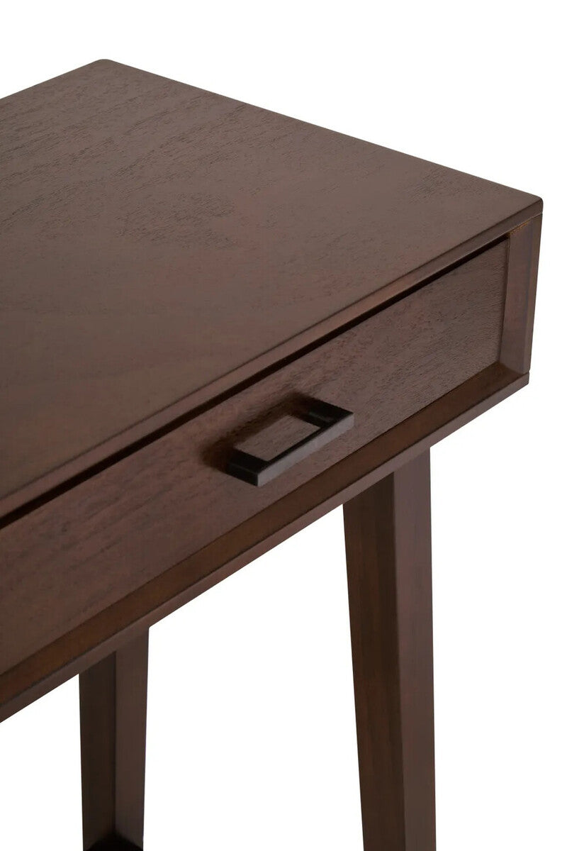 Brown Walnut Finish 2 Drawer Wooden Console Table, Heritage