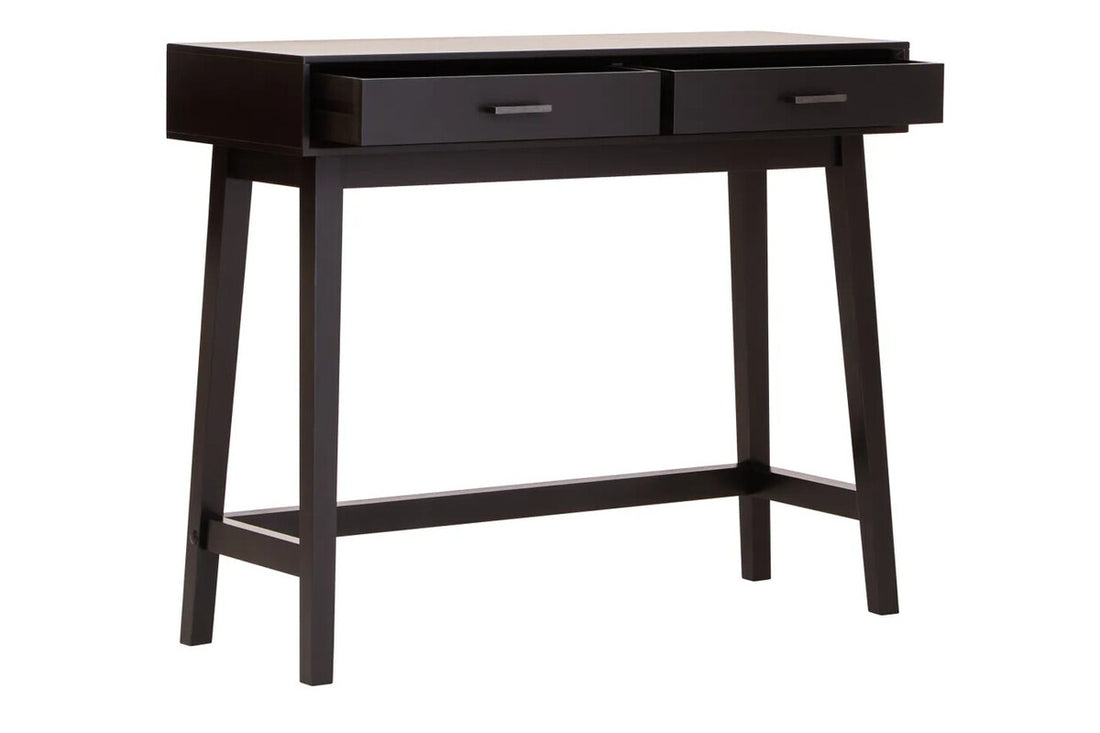 Heritage Two Drawer Black Wood Finish Console Table