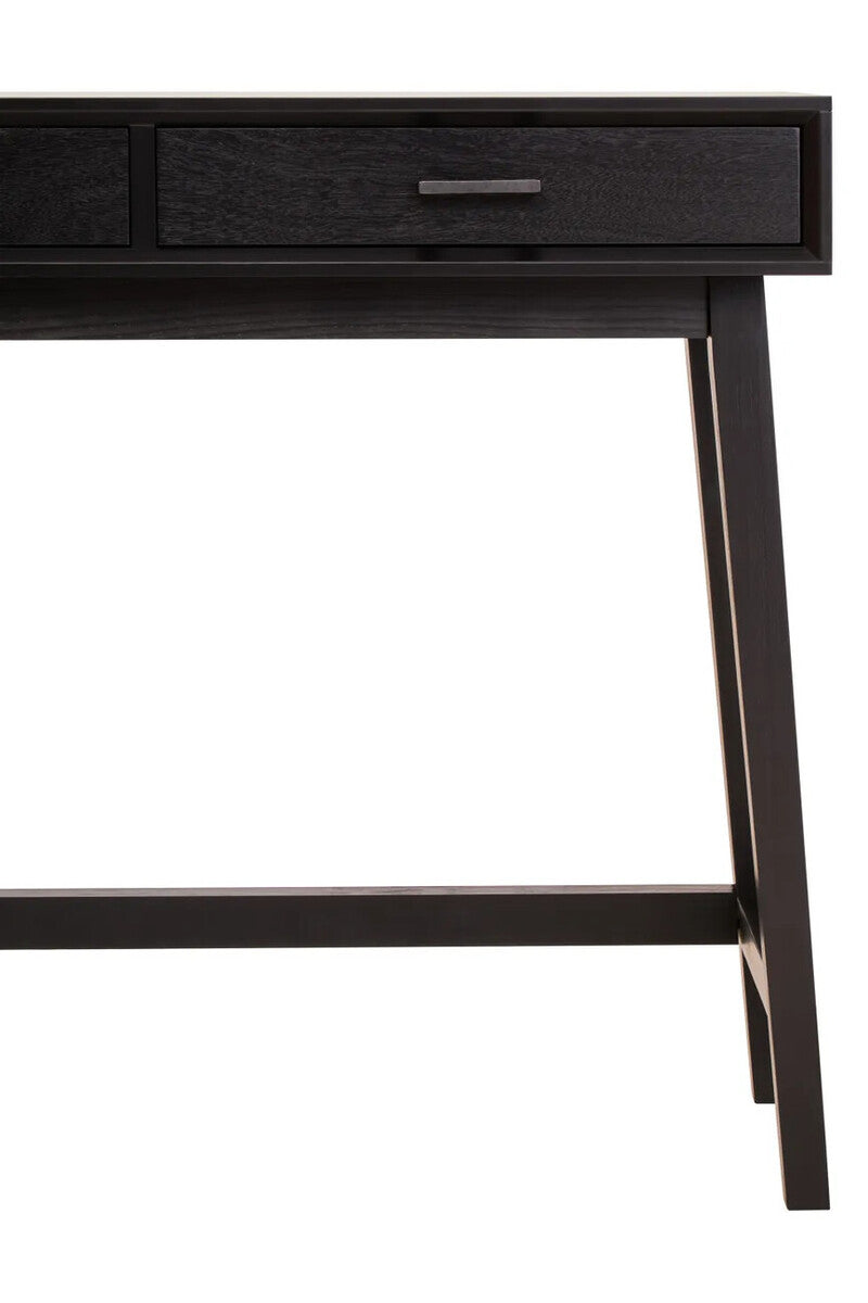 Black 2 Drawer Black Wooden Console Table, Heritage