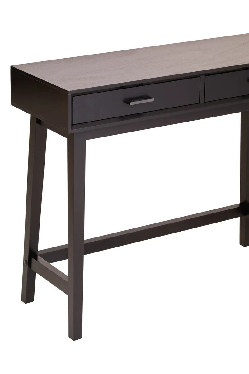 Heritage Two Drawer Black Wood Finish Console Table
