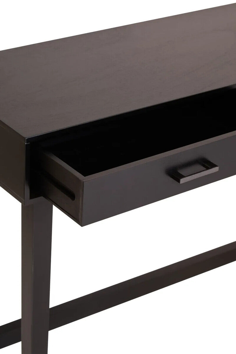 Black 2 Drawer Black Wooden Console Table, Heritage