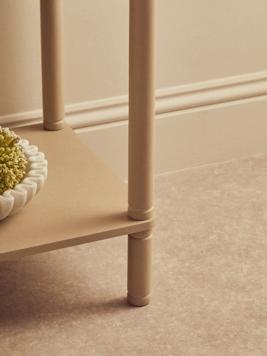 Heritage One Drawer Reed Detail Taupe Wood Side Table