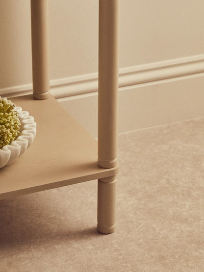 Heritage One Drawer Reed Detail Taupe Wood Side Table