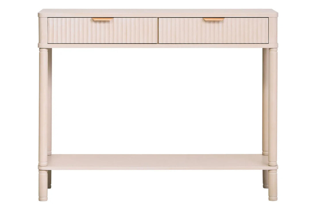 Heritage Two Drawer Reed Detail Taupe Wood Console Table