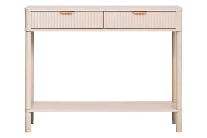 Taupe 2 Drawer Reed Detail  Wooden Console Table, Heritage
