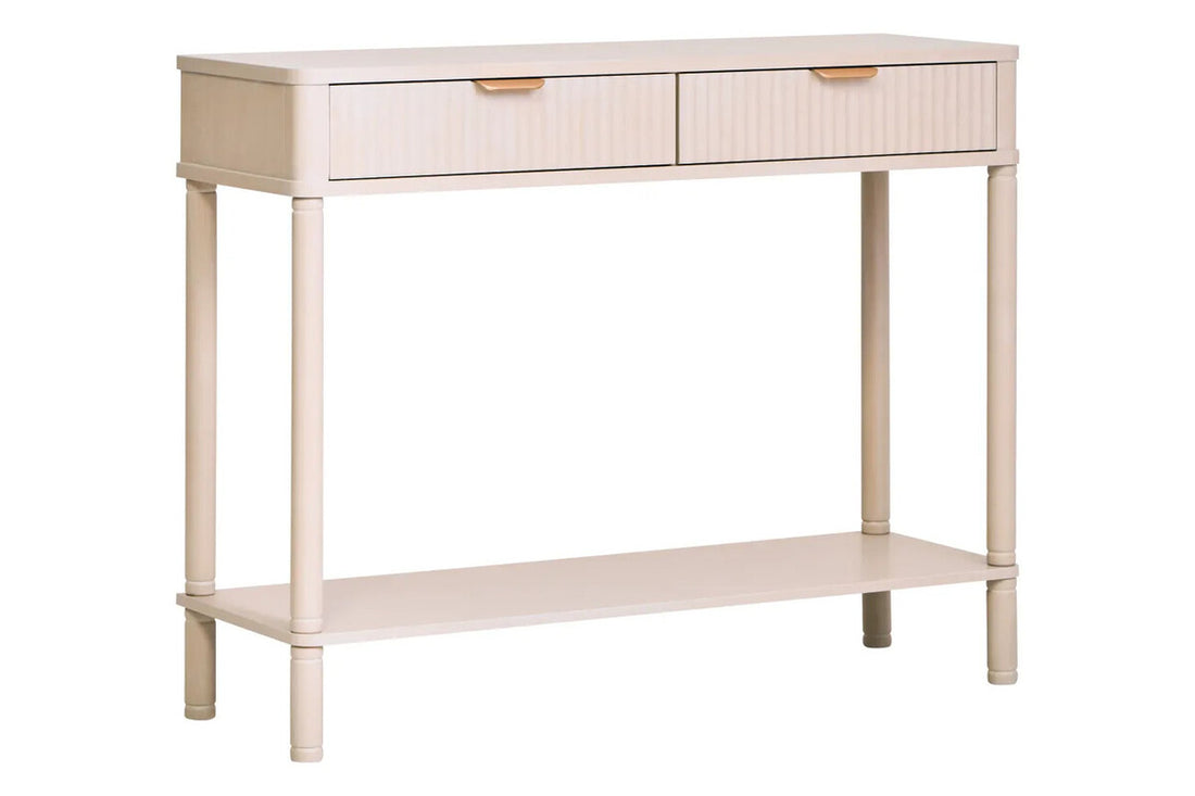 Heritage Two Drawer Reed Detail Taupe Wood Console Table