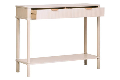 Taupe 2 Drawer Reed Detail  Wooden Console Table, Heritage