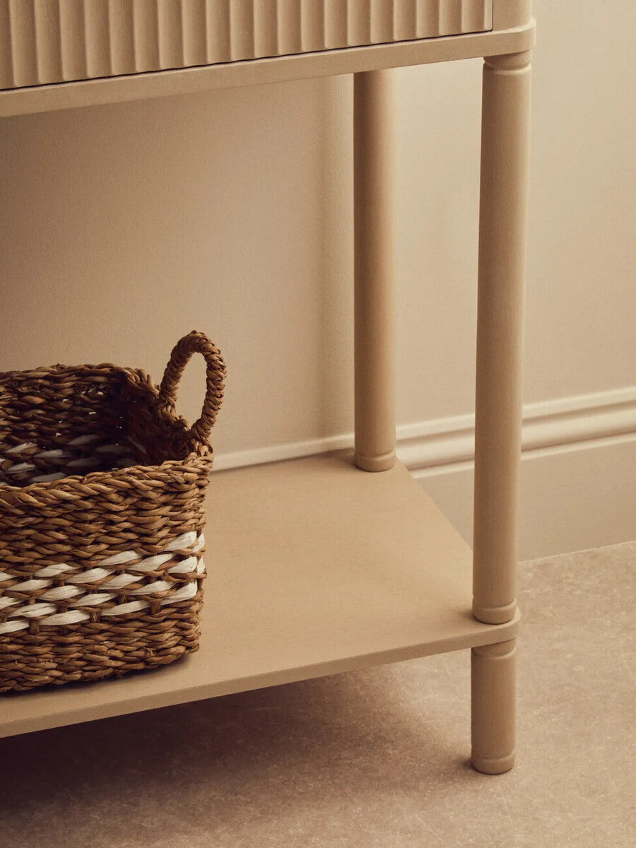 Taupe 2 Drawer Reed Detail  Wooden Console Table, Heritage