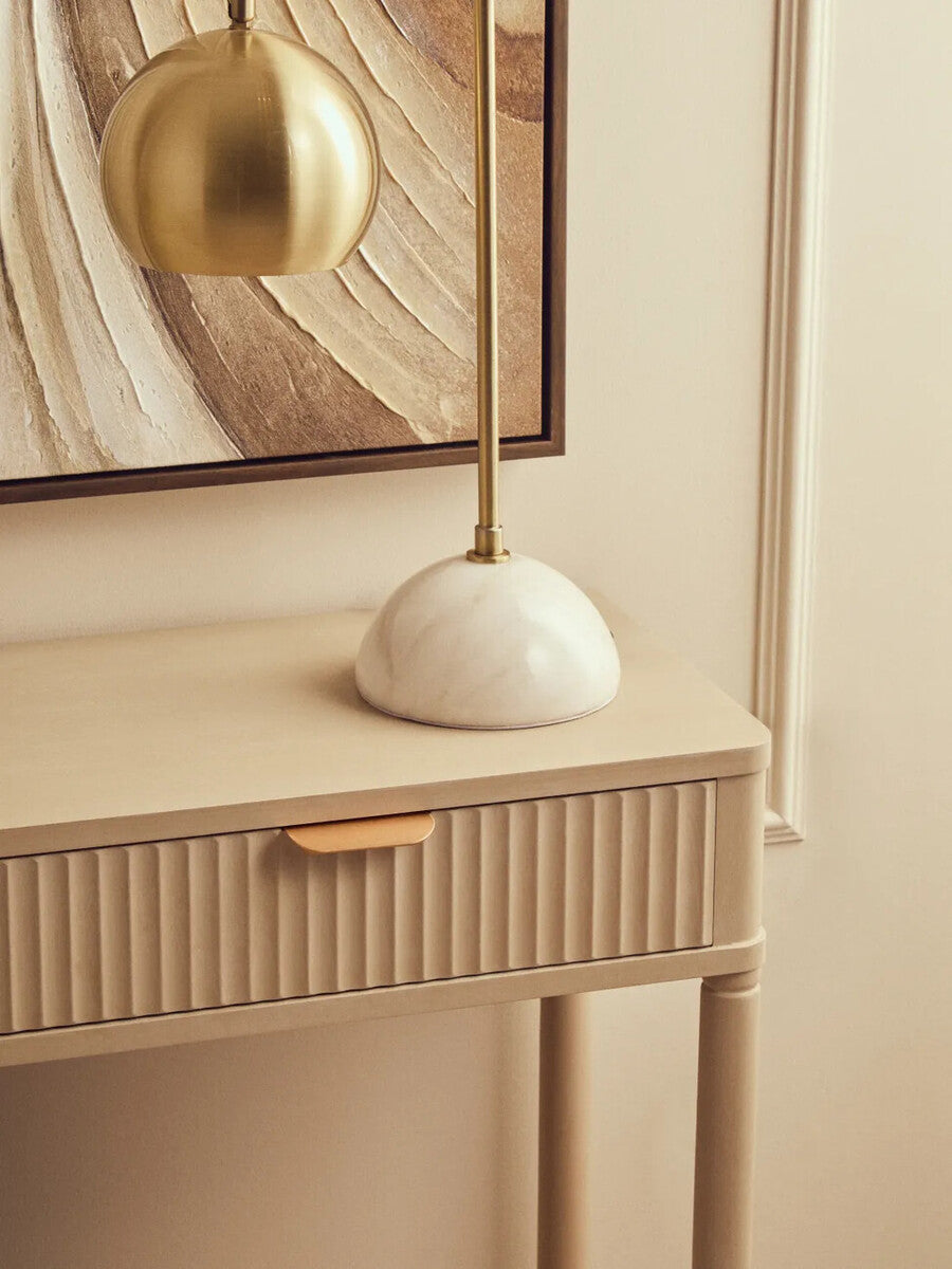 Taupe 2 Drawer Reed Detail  Wooden Console Table, Heritage