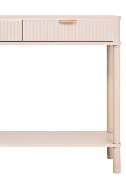 Taupe 2 Drawer Reed Detail  Wooden Console Table, Heritage