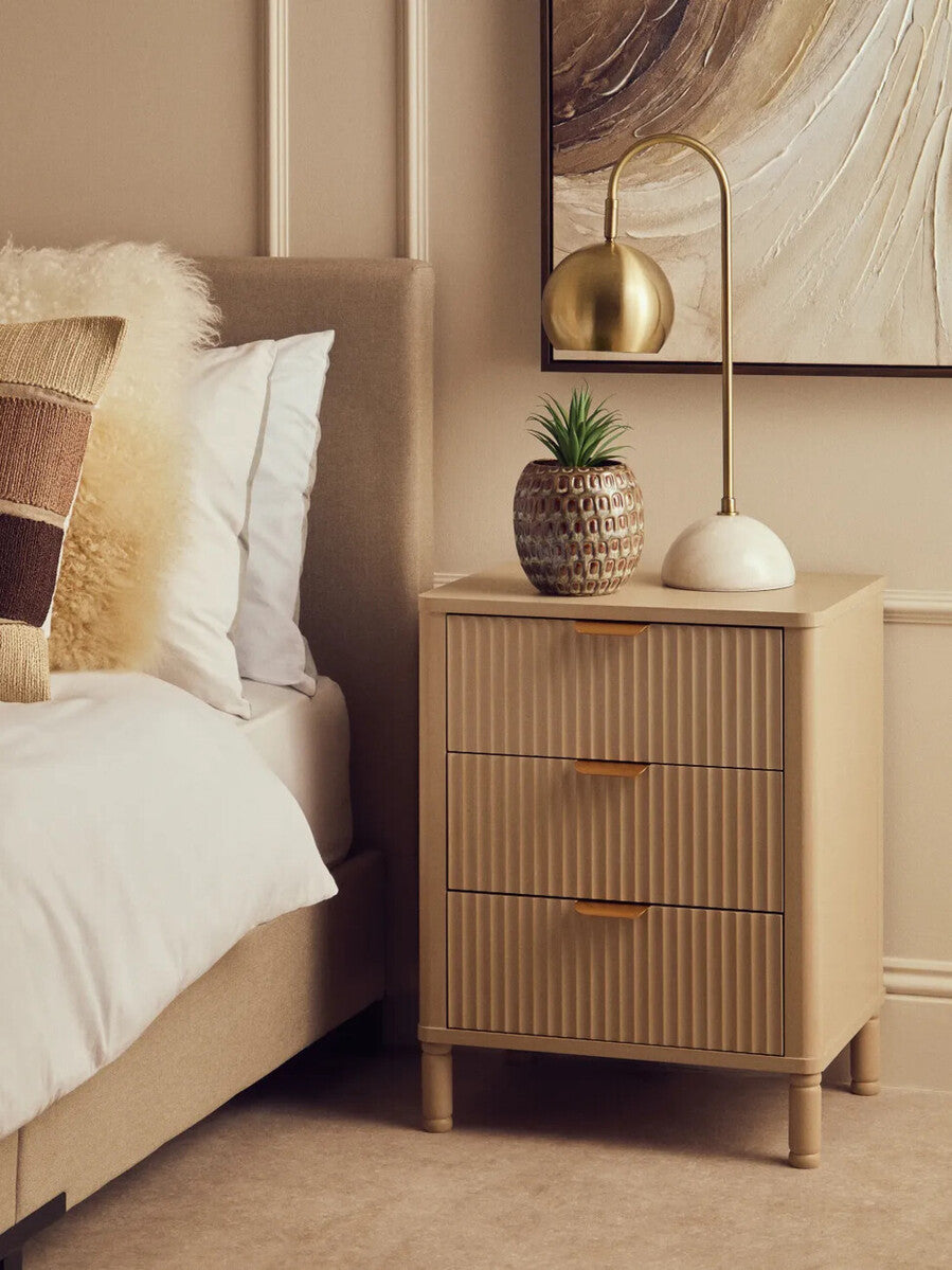 Heritage Reed Detail Taupe Finish Three Drawer Chest