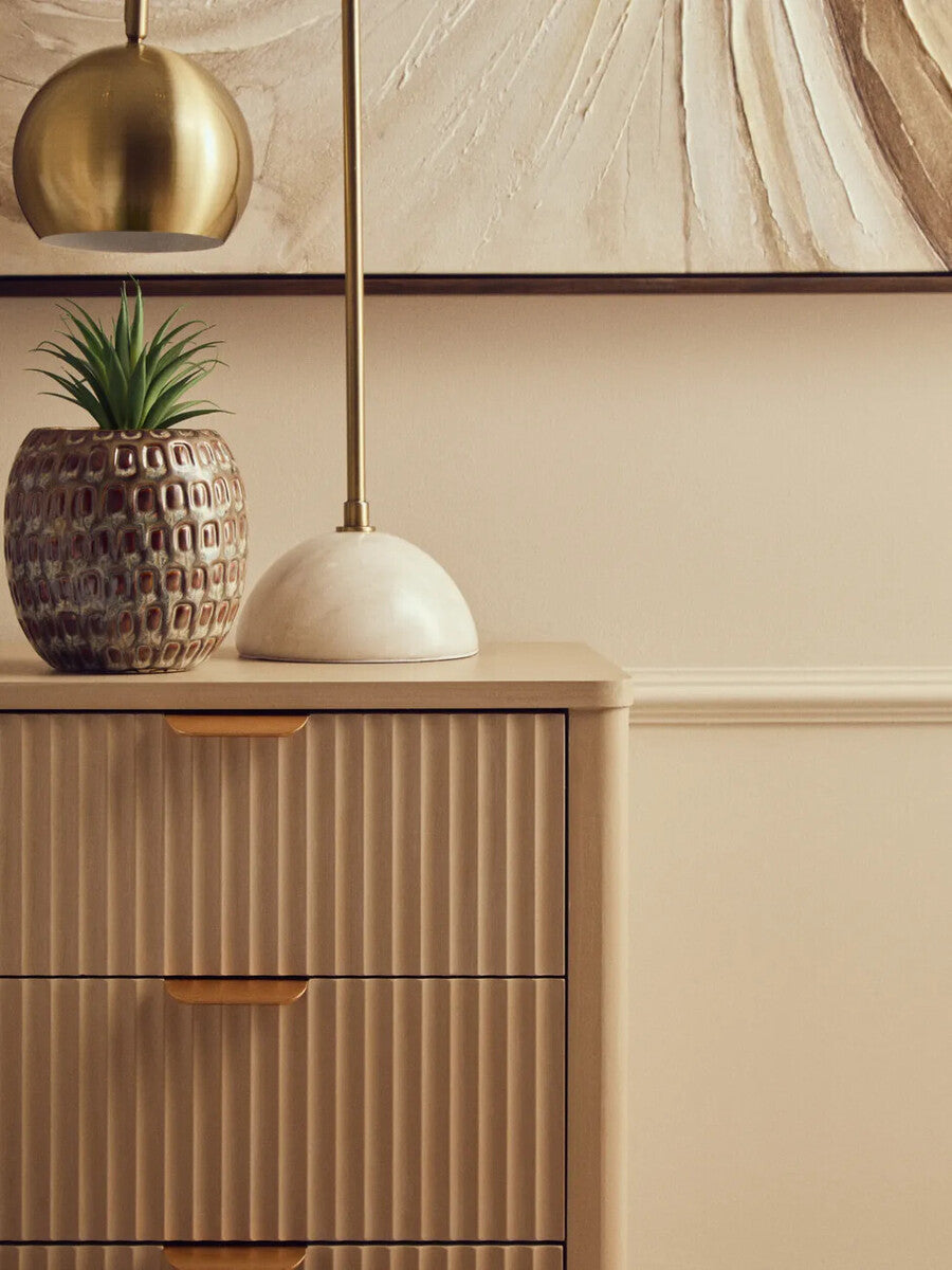 Heritage Reed Detail Taupe Finish Three Drawer Chest