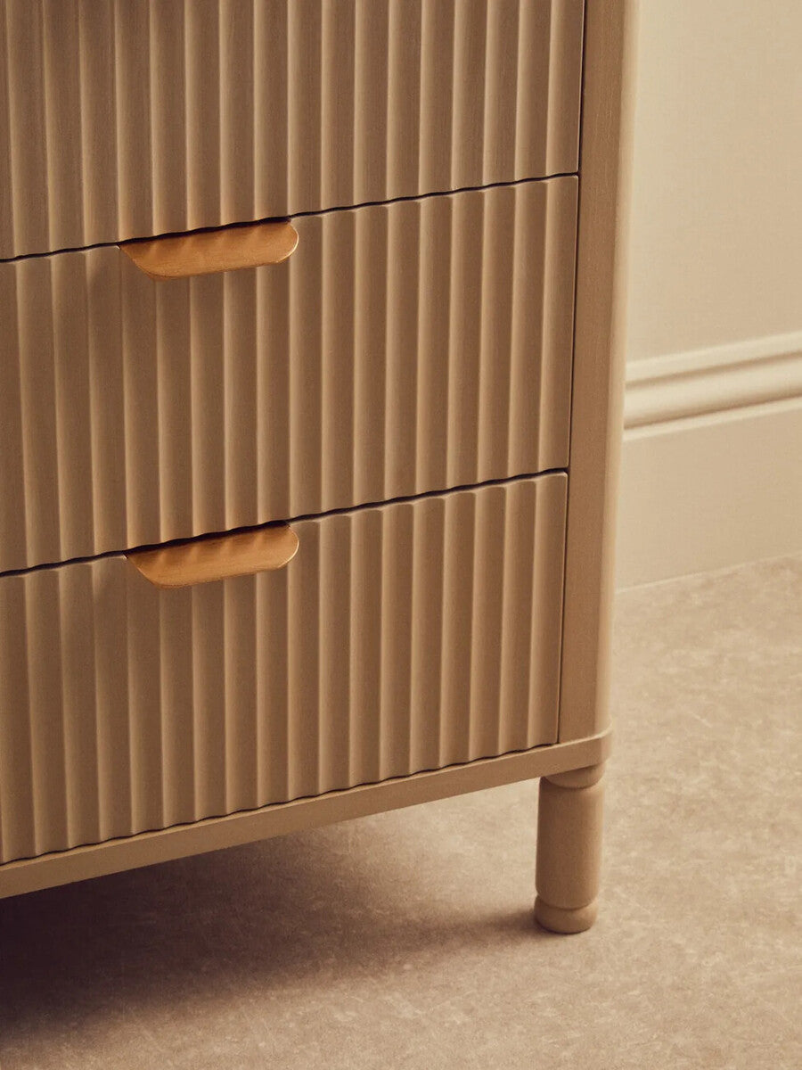 Heritage Reed Detail Taupe Finish Three Drawer Chest