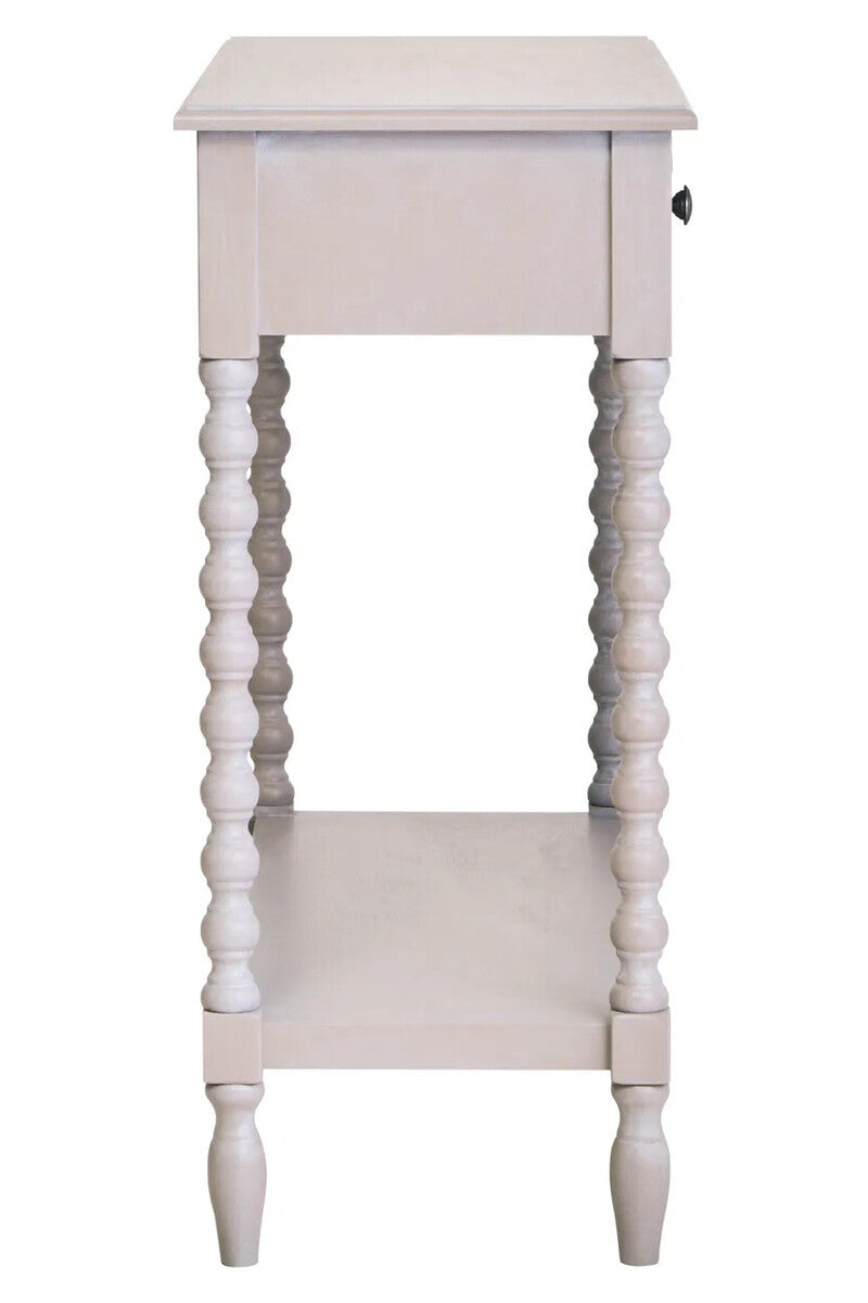 Heritage Two Drawer Bobble Detail Grey Wood Console Table