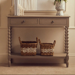 Heritage Grey Wooden 2 Drawer Console Table with Bobble Legs