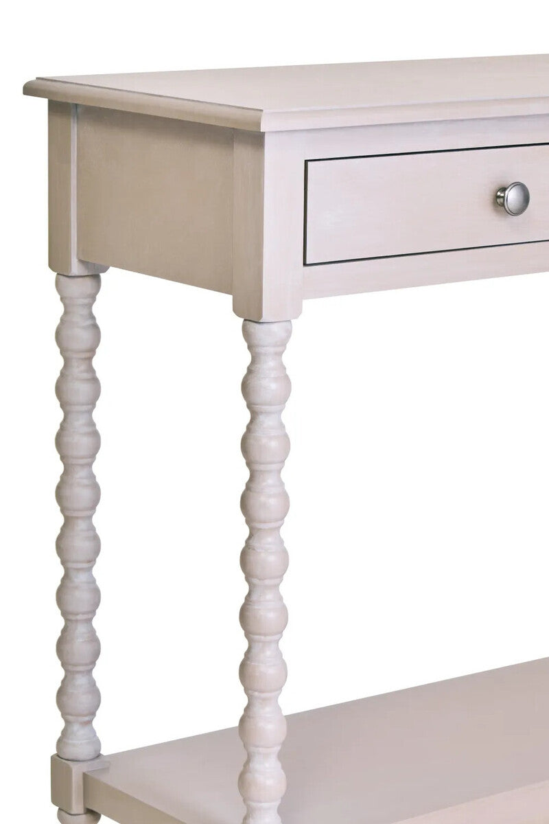 Heritage Two Drawer Bobble Detail Grey Wood Console Table