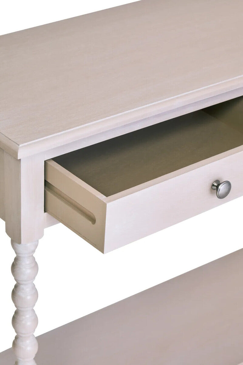 Heritage Two Drawer Bobble Detail Grey Wood Console Table